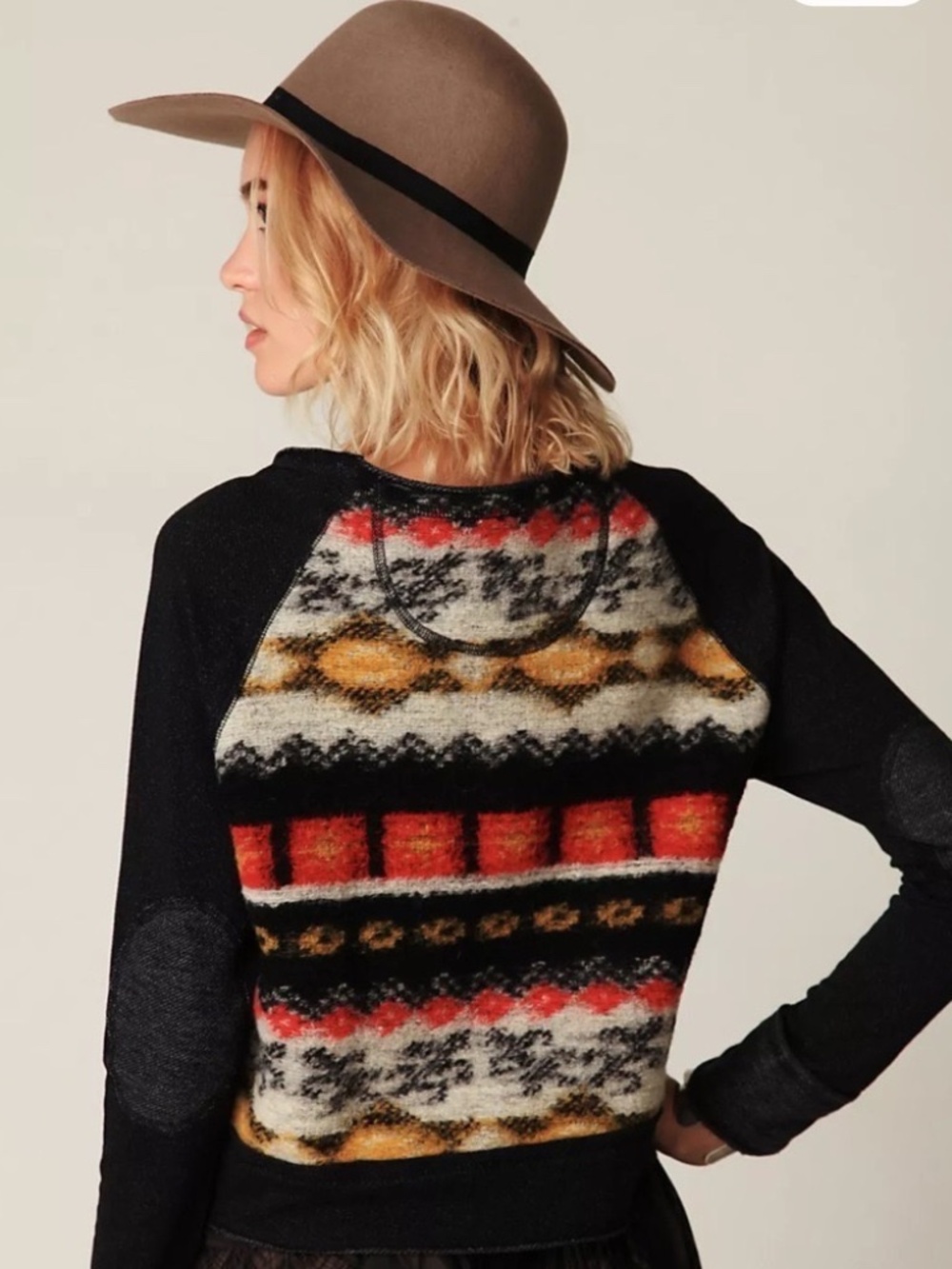 Dolan Free People Sz Small Heavy Knit Pieced Pullover Sweater Colorful Geometric - Picture 2 of 12